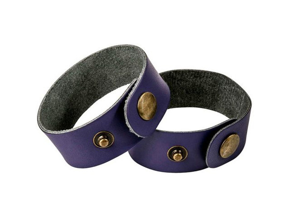 Leather Cuff Bracelet, 1" - Purple (Each)