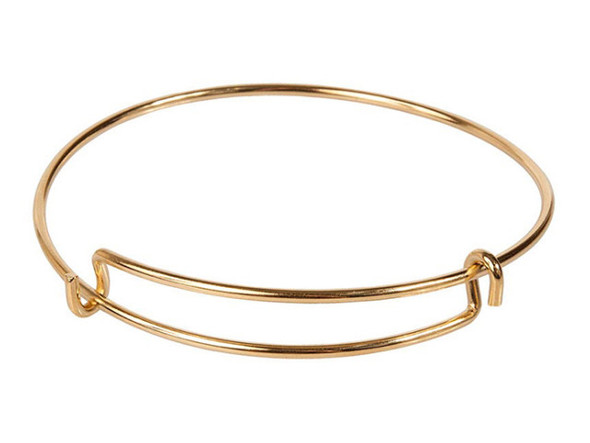 Steel Wire Adjustable Bracelet with Double Loop - Gold Plated (Each)