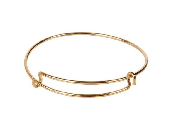 Steel Wire Adjustable Bracelet with Double Loop - Gold Plated (Each)