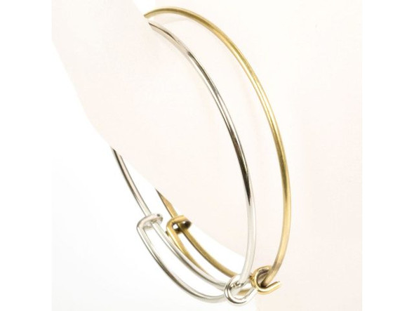 Steel Wire Adjustable Bracelet with Double Loop - Gold Plated (Each)