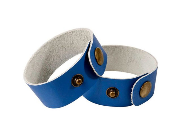 Leather Cuff Bracelet, 1" - Classic Blue (Each)
