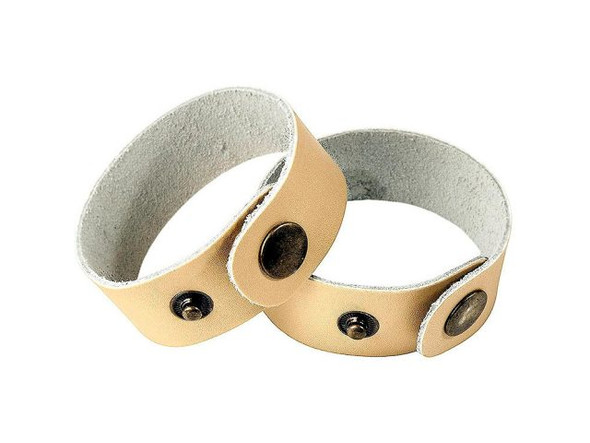 Leather Cuff Bracelet, 1" - Light Gold Metallic (Each)