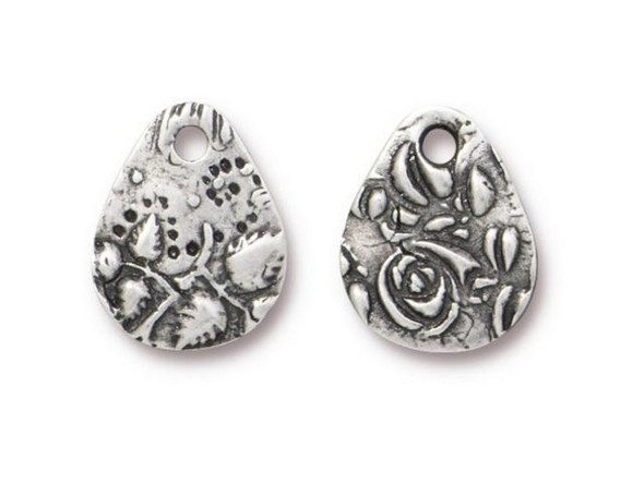 TierraCast Antiqued Pewter Plated Flora Small Teardrop Charm (Each)