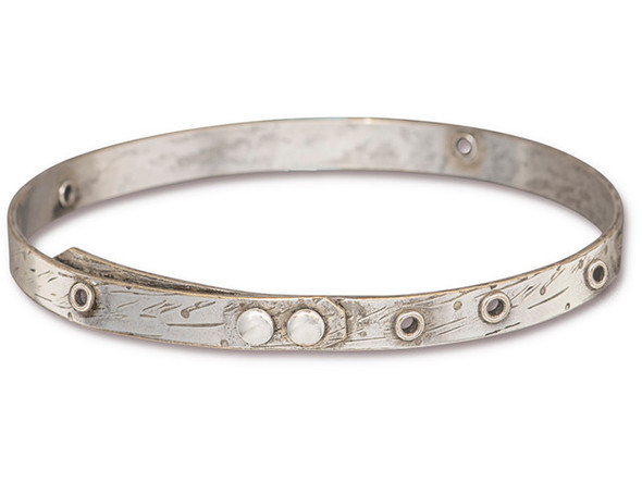 Riveted Bangle Bracelet with Eyelets - Antiqued Pewter Plated (Each)