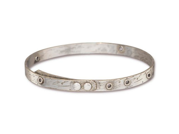 Riveted Bangle Bracelet with Eyelets - Antiqued Pewter Plated (Each)