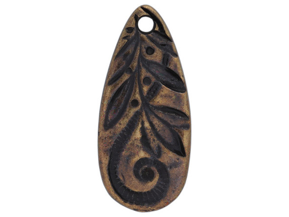 TierraCast Antiqued Brass Plated Jardin Teardrop Charm (Each)