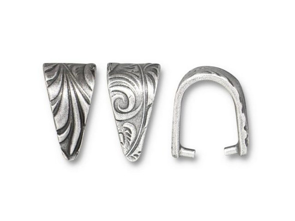 TierraCast Antiqued Pewter Plated Prong Bail, Pinch Bail, Jardin Large (Each)