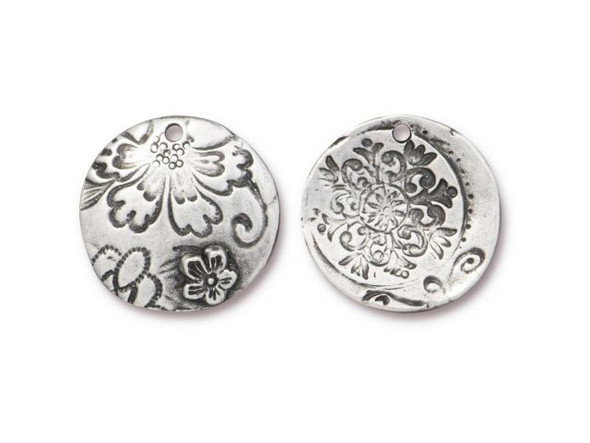 TierraCast 21mm Flora Pendant, Antiqued Pewter Plated Britannia Pewter (Each)