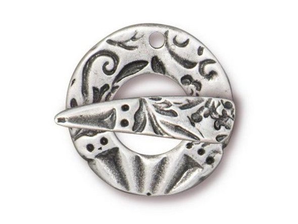TierraCast Antiqued Pewter Plated Toggle Clasp, Flora (Each)