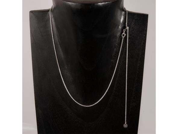 Sterling Silver Cable Chain Necklace with Slider for Length Adjustment, 22" (Each)