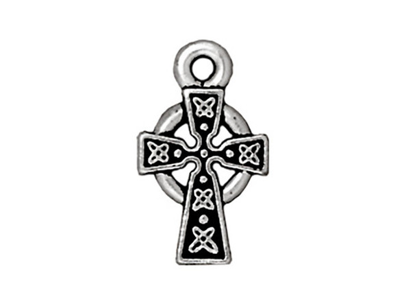 TierraCast Antiqued Silver Plated Small Celtic Cross Charm (Each)