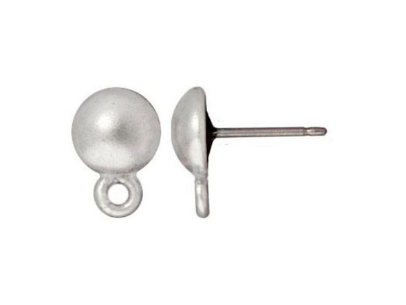 TierraCast Post Earring w 8mm Dome and Loop - White Bronze Plated (pair)