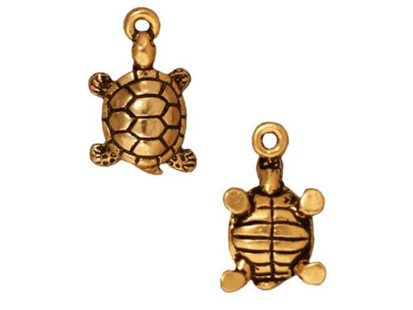 TierraCast Antiqued Gold Plated Turtle Charm (Each)