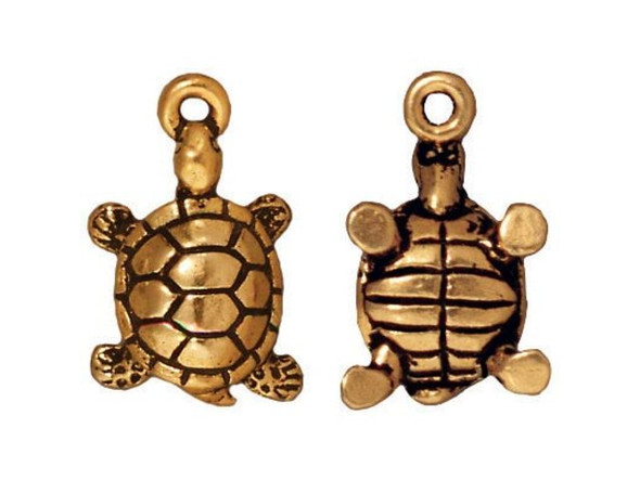 TierraCast Antiqued Gold Plated Turtle Charm (Each)