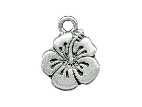 TierraCast Antiqued Silver Plated Hibiscus Charm (Each)