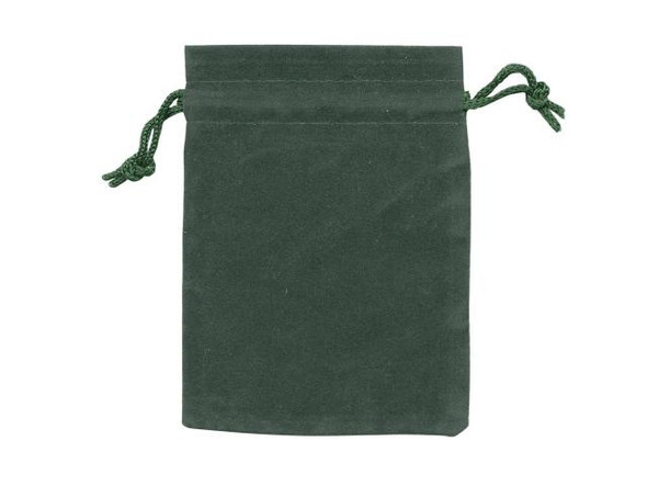 Flocked Bag, 4x3" - Dark Green (12 Pieces)