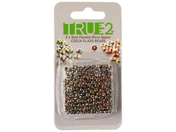 2x3mm Faceted Fire-Polish Micro Spacer Bead - Full Vitrail (Card)