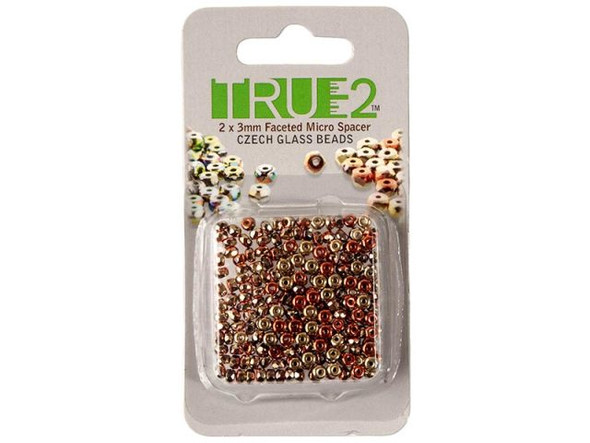 2x3mm Faceted Fire-Polish Micro Spacer Bead - California Gold Rush (Card)