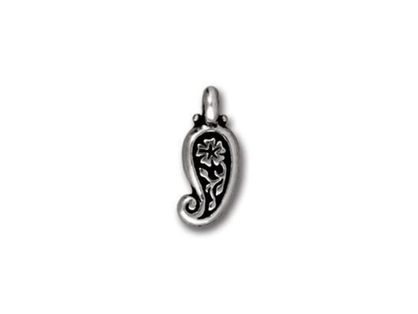 TierraCast Antiqued Silver Plated Paisley Charm (Each)