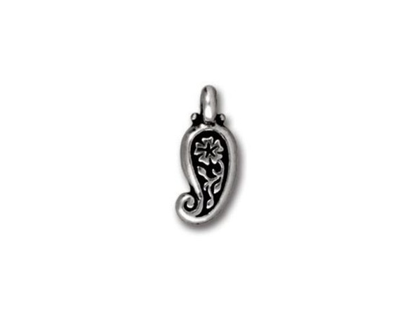 TierraCast Antiqued Silver Plated Paisley Charm (each)