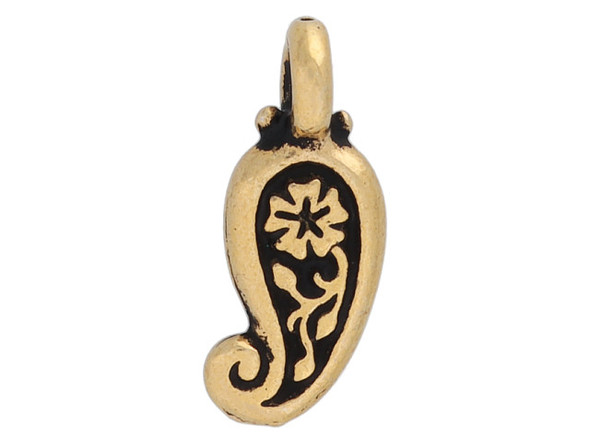 TierraCast Antiqued Gold Plated Paisley Charm (Each)