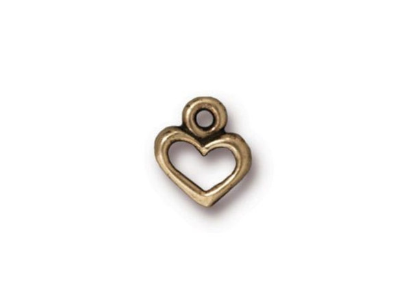 TierraCast Antiqued Brass Plated Open Heart Charm (Each)