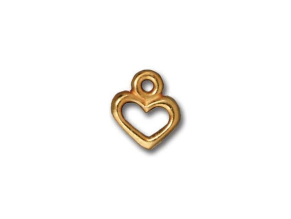 TierraCast Gold Plated Open Heart Charm (Each)