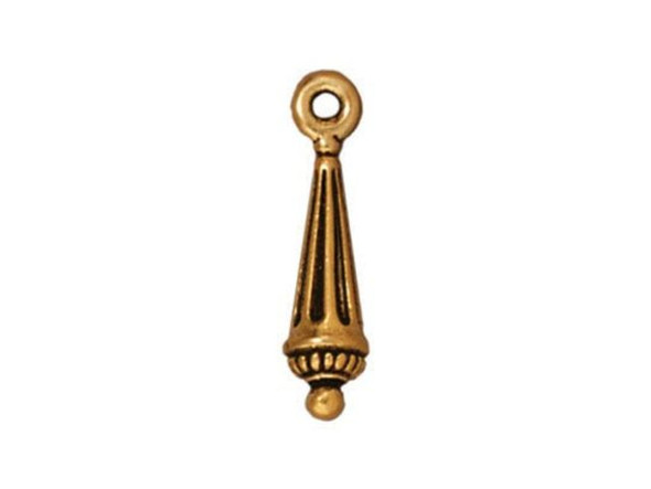 TierraCast Antiqued Gold Plated Column Drop Charm (Each)