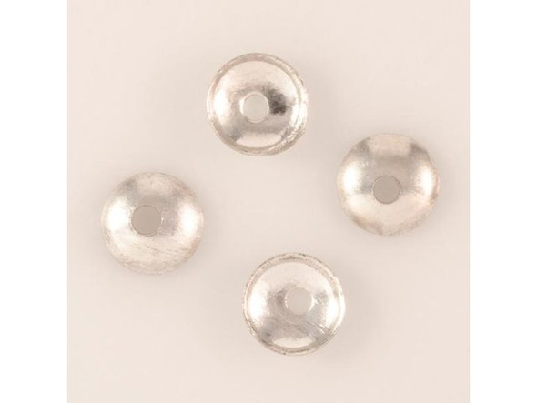 Antique Silver Plated Shallow Bead Cap, 6.5mm - Special Purchase (strand)