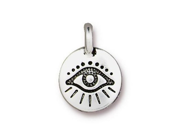 TierraCast Antiqued Silver Plated Evil Eye Charm (each)