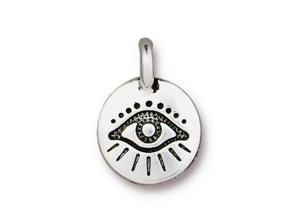 TierraCast Antiqued Silver Plated Evil Eye Charm (Each)