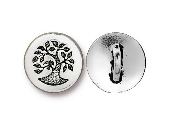 TierraCast Small Bird in Tree Button - Antiqued Silver Plated (each)