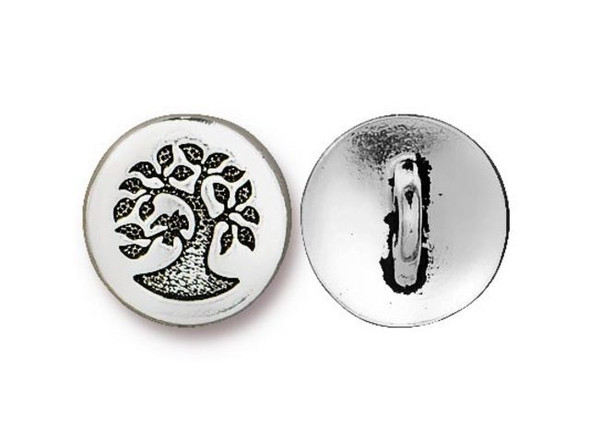 TierraCast Small Bird in Tree Button - Antiqued Silver Plated (Each)