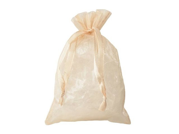 Organza Drawstring Bag, 4x6" - Champagne (10 Pieces)