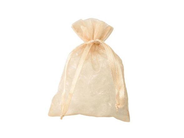 Organza Drawstring Bag, 3x4" - Champagne (10 Pieces)