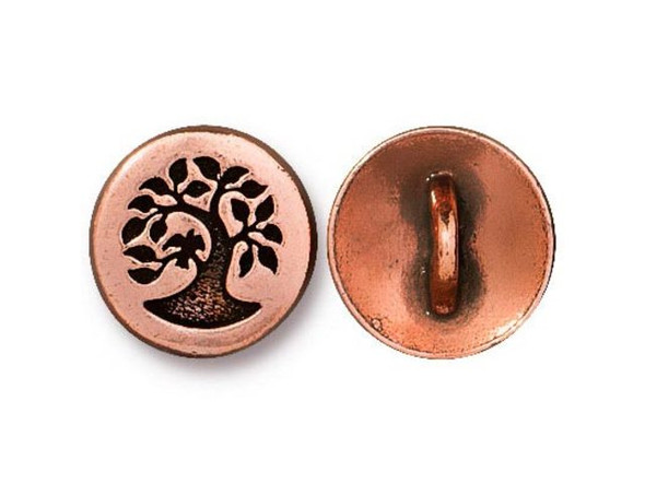 TierraCast Small Bird in Tree Button - Antiqued Copper Plated (Each)