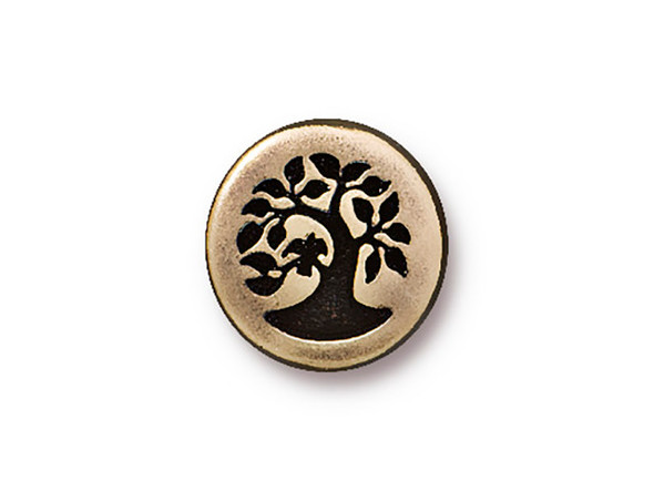 TierraCast Small Bird in Tree Button - Antiqued Brass Plated (Each)