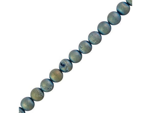 Matte Teal Druzy Agate Round Gemstone Beads, 8mm (strand)