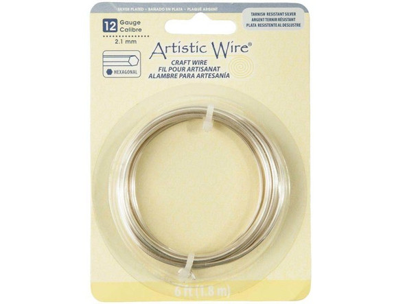 Artistic Wire Wire, Hexagonal, 12-gauge, 6 ft - Anti Tarnish Silver Plated Copper (Each)