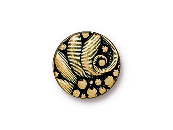 TierraCast 12.5mm Czech-Style Round Button - Antiqued Gold Plated (Each)