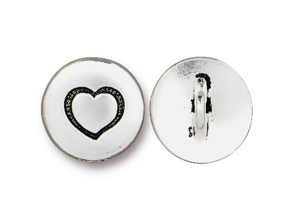 TierraCast Small Heart Button - Antiqued Silver Plated (each)