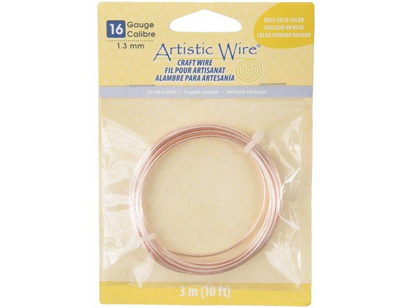 Artistic Wire Silver Plated Copper Jewelry Wire, 16ga, 10 ft - Rose Gold (Each)