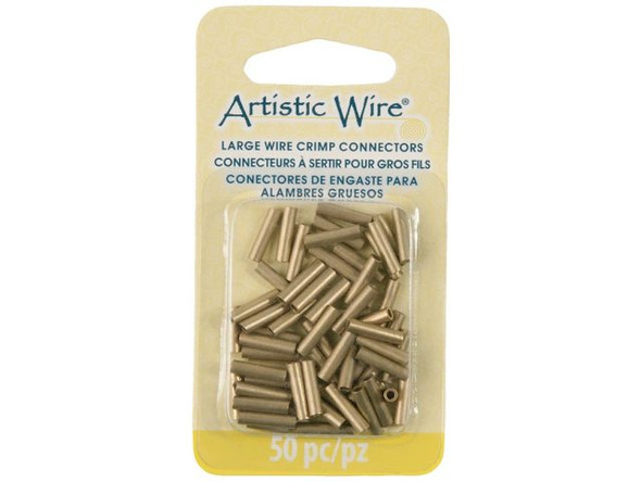 Artistic Wire Crimp Tubes for 14ga Jewelry Wire - Brass Color (fifty)