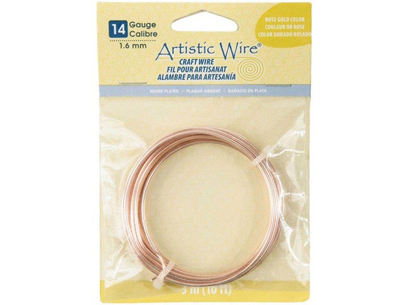 Artistic Wire Silver Plated Copper Jewelry Wire, 14ga, 10 ft - Rose Gold (Each)