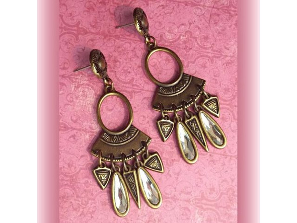 TierraCast Post Earring w Woven Pattern and Loop - Antiqued Brass Plated (pair)