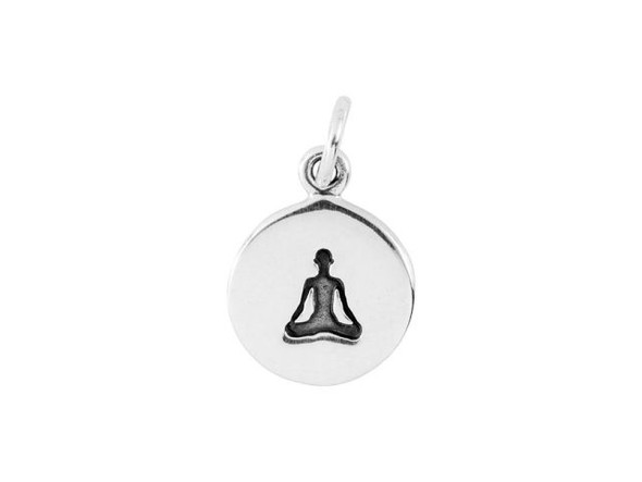 Nina Designs Sterling Silver Sitting Yoga Pose Disk Charm (Each)