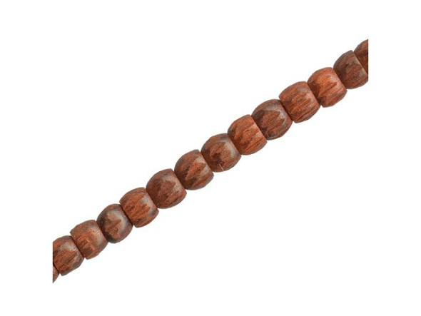 Red Wood Beads, Carved, 5x5mm (strand)