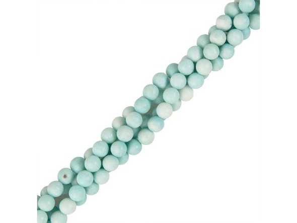 Matte Amazonite Gemstone Bead, 8mm Round (strand)