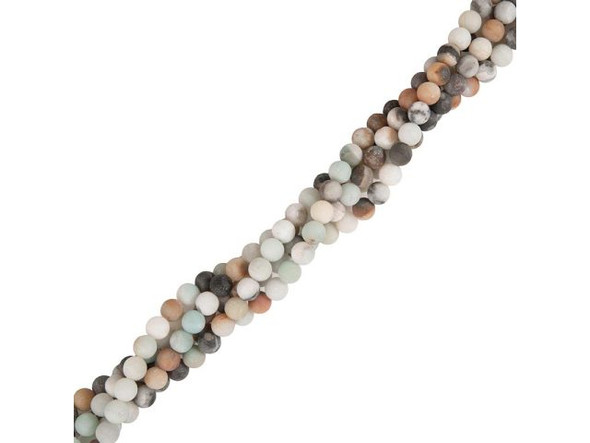 Matte Rainbow Amazonite Gemstone Bead, 6mm Round (strand)