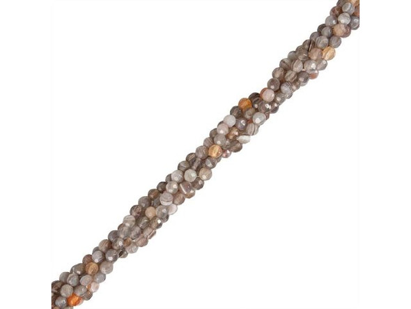 Botswana Agate Gemstone Bead, 4mm Faceted Round - Special Purchase (strand)